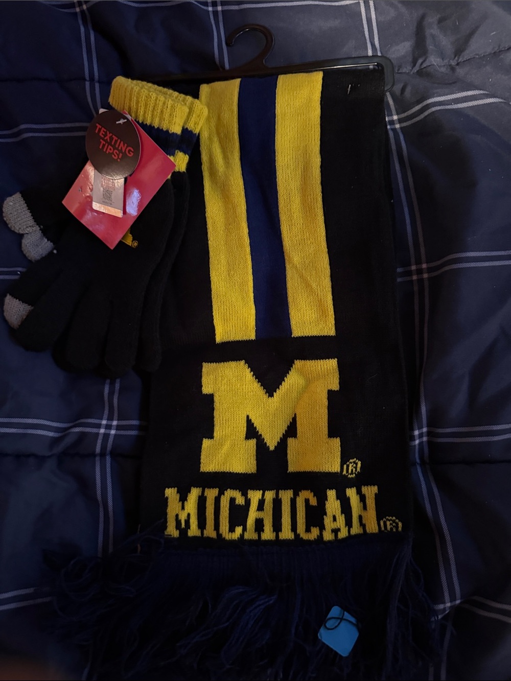 Michigan Block M Scarf in Navy & Maize
